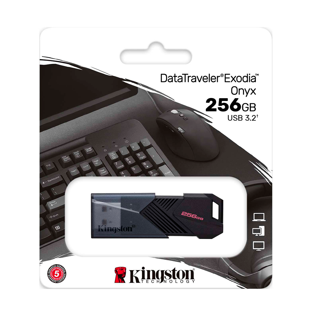 Memoria USB Kingston DataTraveler Exodia Onyx, 256GB, USB 3.2, Negro SKU: DTXON/256GB