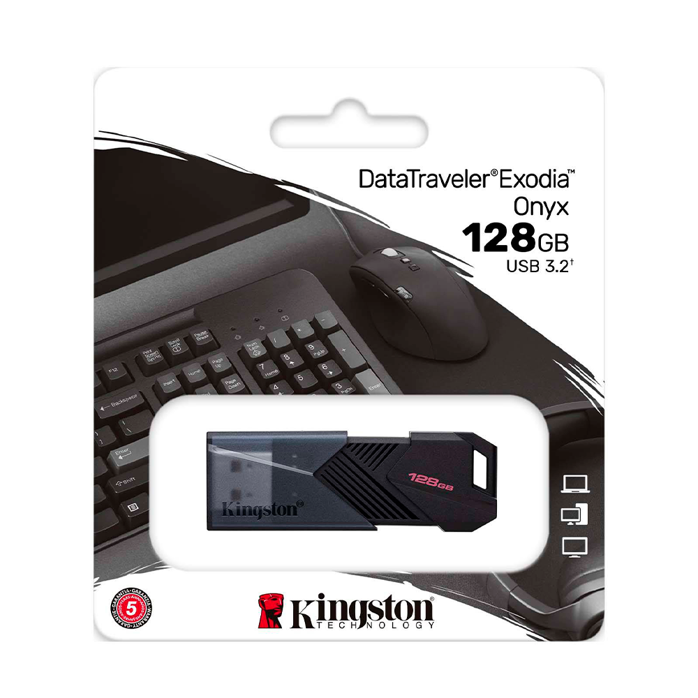 emoria USB Kingston DataTraveler Exodia Onyx, 128GB, USB 3.2, Negro SKU: DTXON/128GB