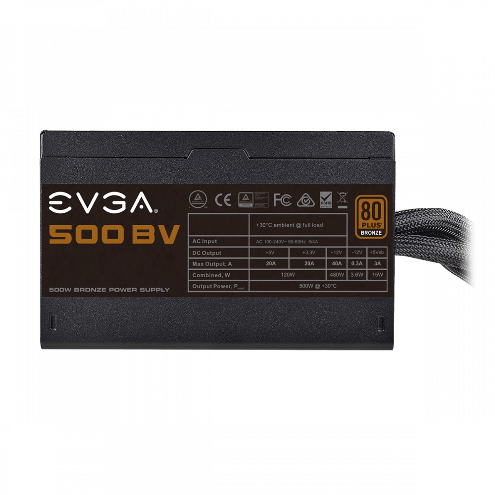 Fuente de Poder EVGA 100-BV-0500-K1 80 PLUS Bronze, 24-pin ATX, 120mm, 500W SKU: 100-BV-0500-K1