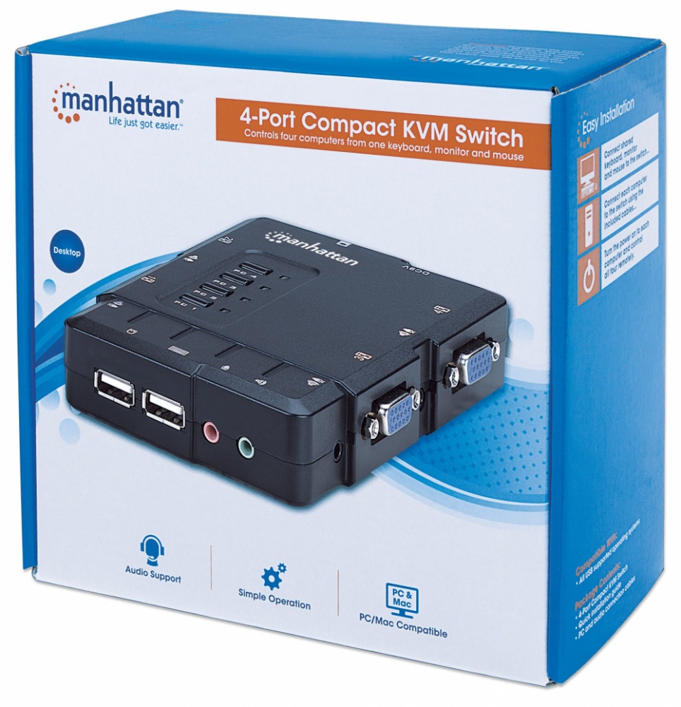 Manhattan Switch KVM de 4 Puertos, USB, VGA
SKU: 151269