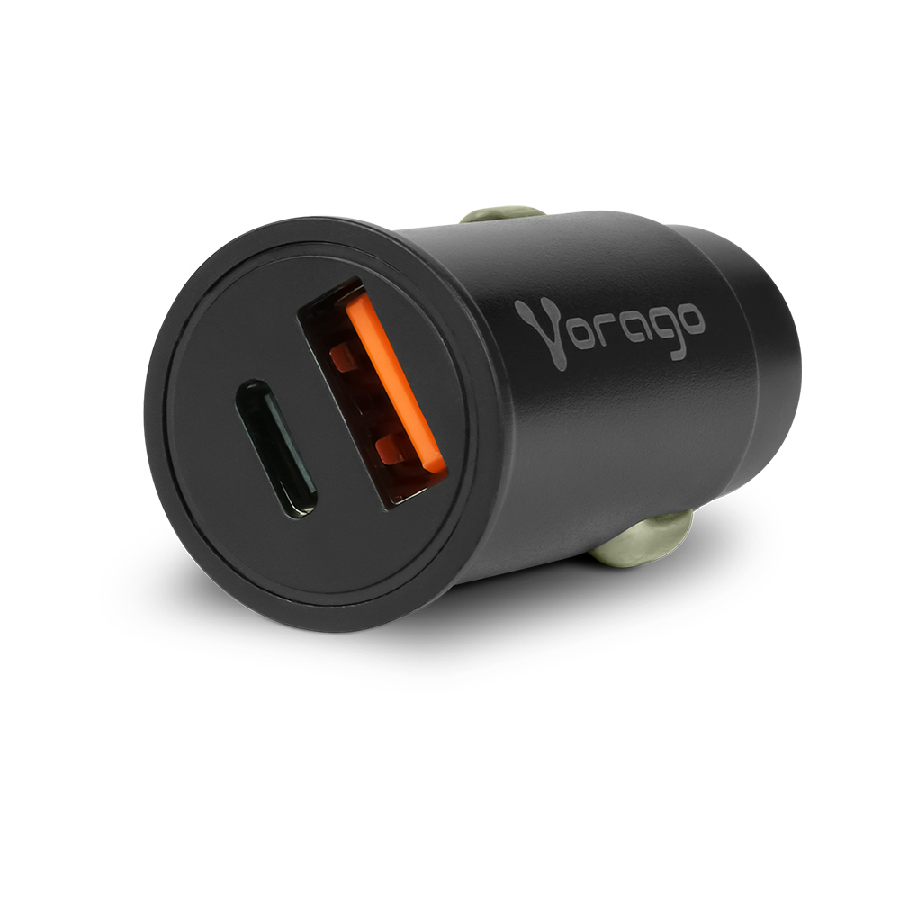 Vorago Cargador para Auto AU-305, 20W, 1x USB-C/1x USB-A, Negro SKU: AU-305-BK