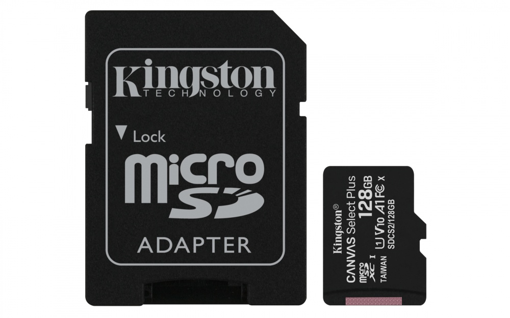 Memoria Flash Kingston Canvas Select Plus, 128GB MicroSDXC UHS-I Clase 10, con Adaptador SKU: SDCS2/128GB