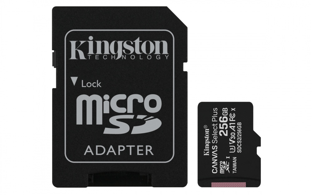 Memoria Flash Kingston Canvas Select Plus, 256GB MicroSDXC UHS-I Clase 10, con Adaptador SKU: SDCS2/256GB