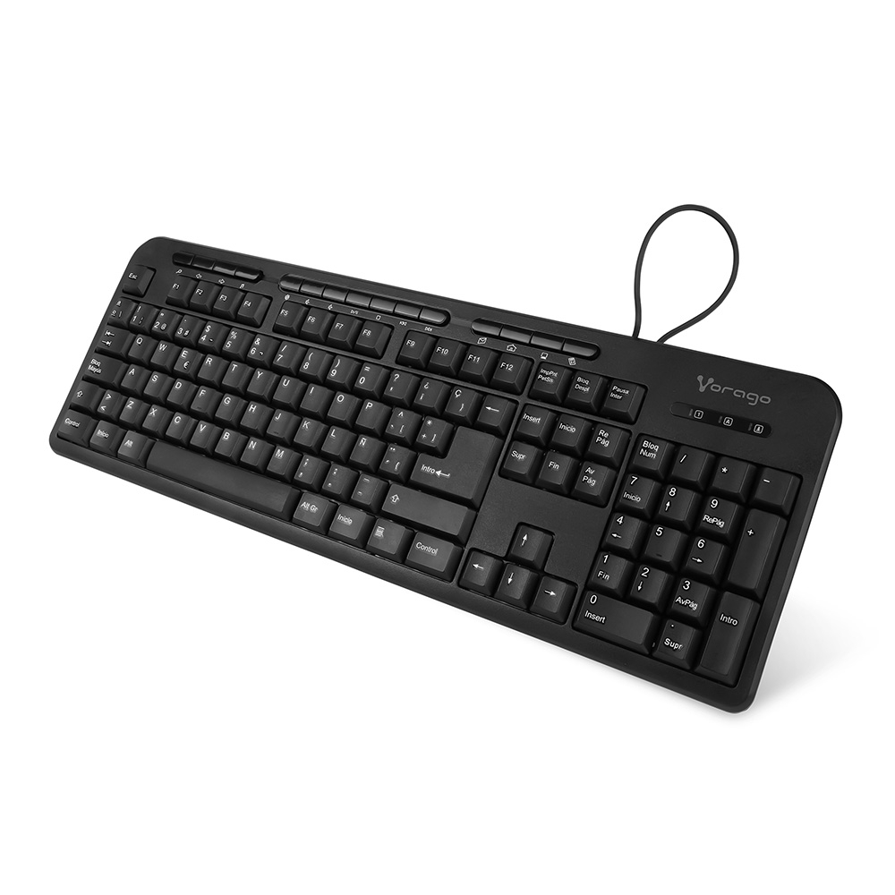 Teclado Vorago KB-204, Alámbrico, USB, Negro (Español) SKU: KB-204