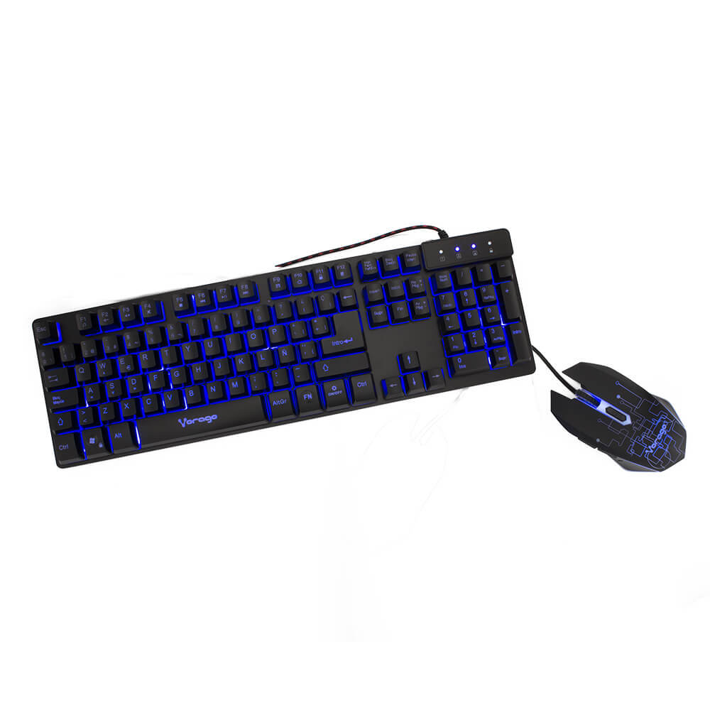 Kit Gamer de Teclado y Mouse Vorago KM-500, Alámbrico, USB, Negro (Español) SKU: KM-500