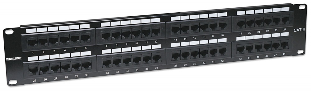 Intellinet Panel de Parcheo Cat6, 48 Puertos RJ-45, 2U, Negro SKU: 560283