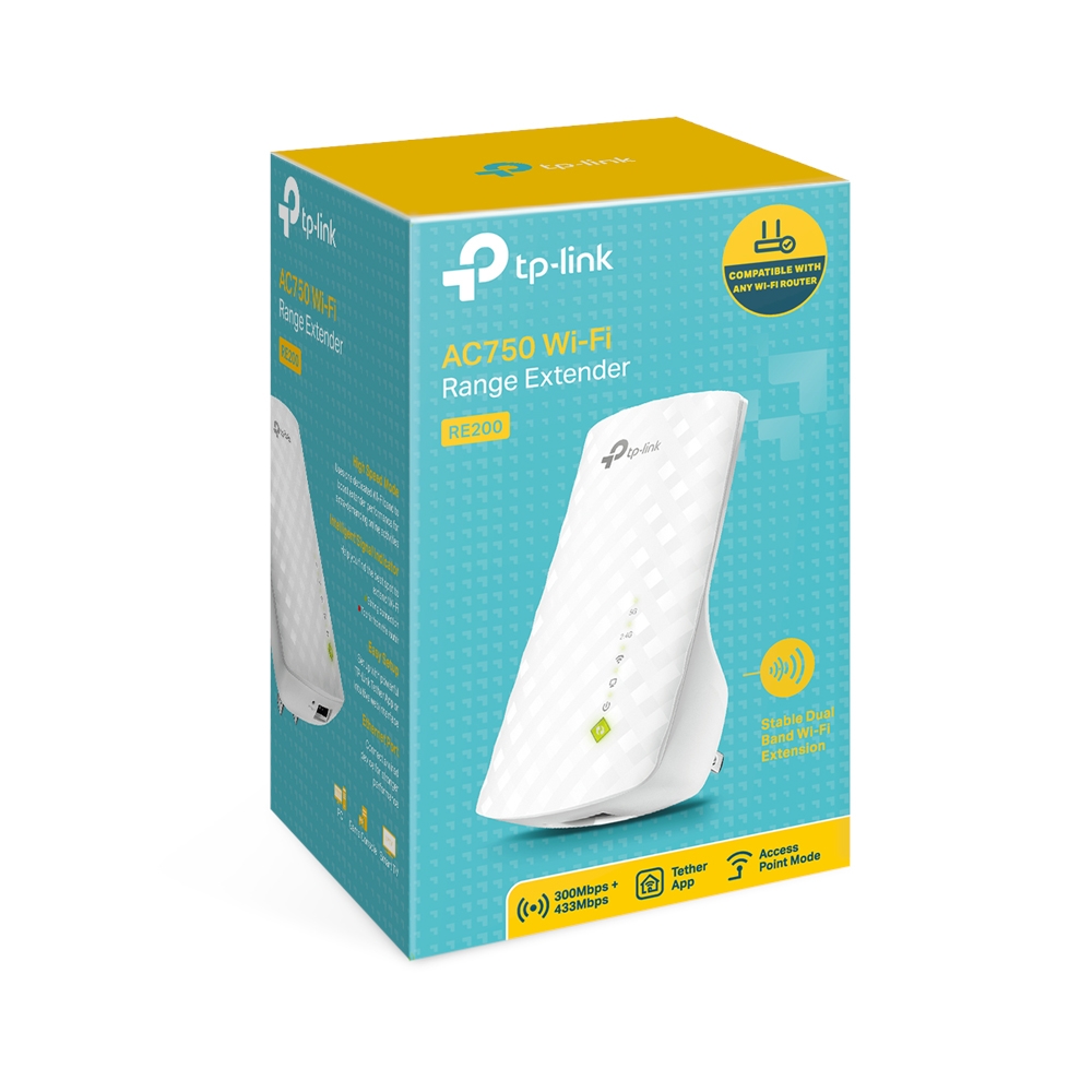 TP-Link Extensor de Rango de Banda Dual AC750, Inalámbrico, 750 Mbit/s, 3 Antenas Internas SKU: RE200