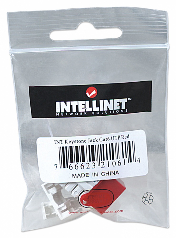 Intellinet Jack 210614 Categoría 6, RJ-45, Rojo SKU: 210614