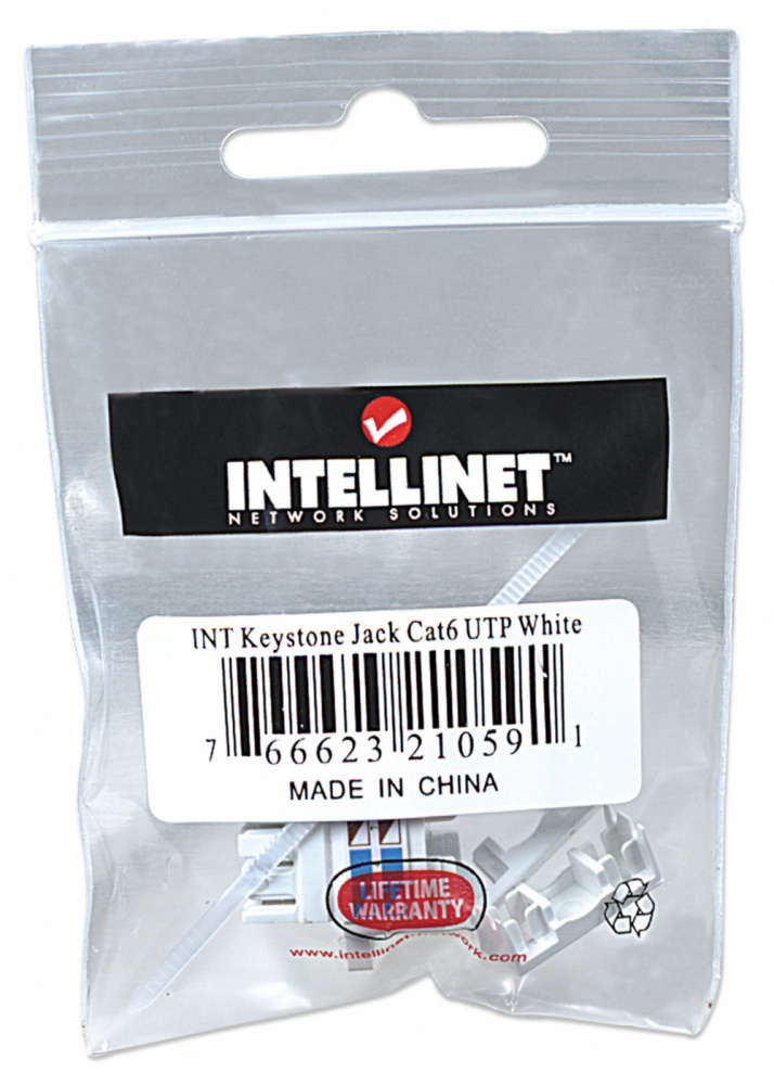 Intellinet Jack Categoría 6, RJ-45, Blanco SKU: 210591