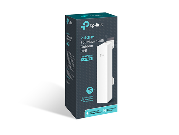 Access Point TP-Link para Exteriores CPE220, Inalámbrico, 300 Mbit/s, 2 Antenas Integradas de 12dBi SKU: CPE220