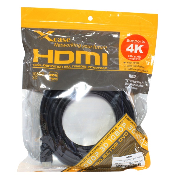 X-Case Cable HDMI 2.0 Macho - HDMI 2.0 Macho, 4K, 1.8 Metros, Negro SKU: HDMICAB20-18