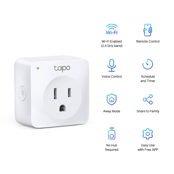 TP-Link Smart Plug Tapo P100, WiFi, 1 Conector, 2300W, 10A, Blanco, Compatible con Alexa/Google Home SKU: P100