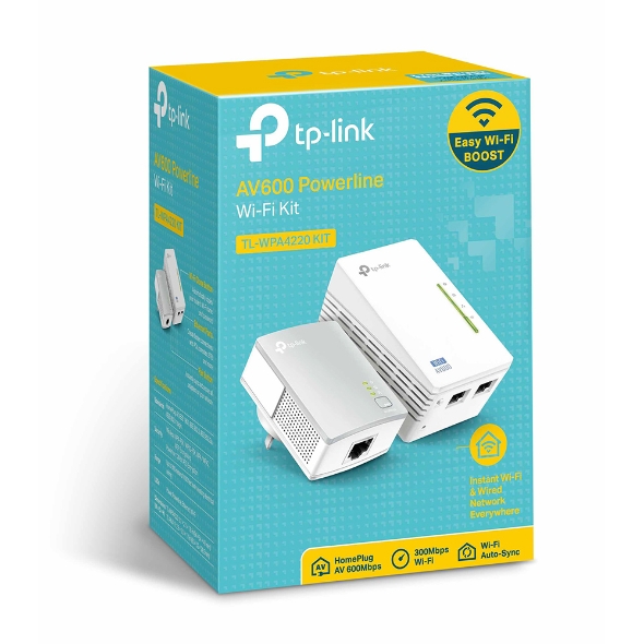 TP-Link Kit Extensor Powerline AV500 TL-WPA4220KIT, Inalámbrico, 2x RJ-45, 300 Mbit/s - incluye Adaptadores Powerline Ethernet TL-WPA4220/TL-PA4010 SKU: TL-WPA4220KIT