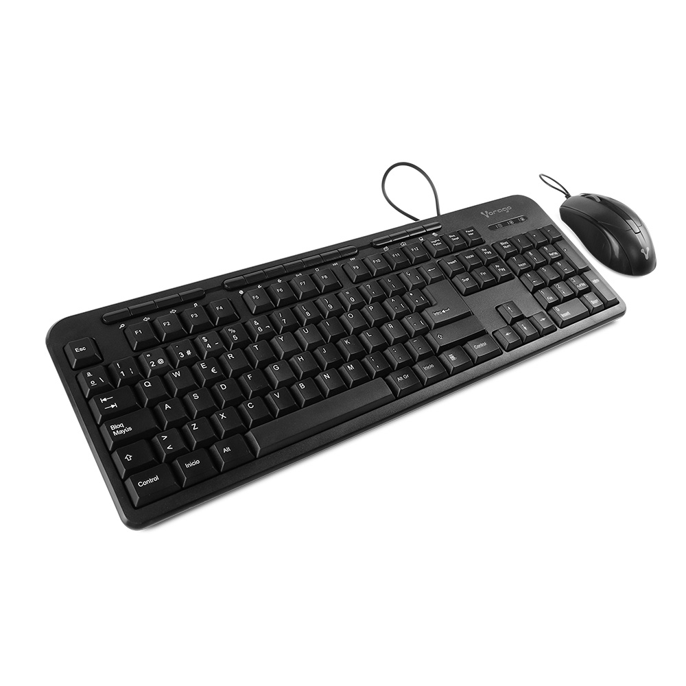 Kit de Teclado y Mouse Vorago KM-107, Alámbrico, USB, Negro (Español) SKU: KM-107