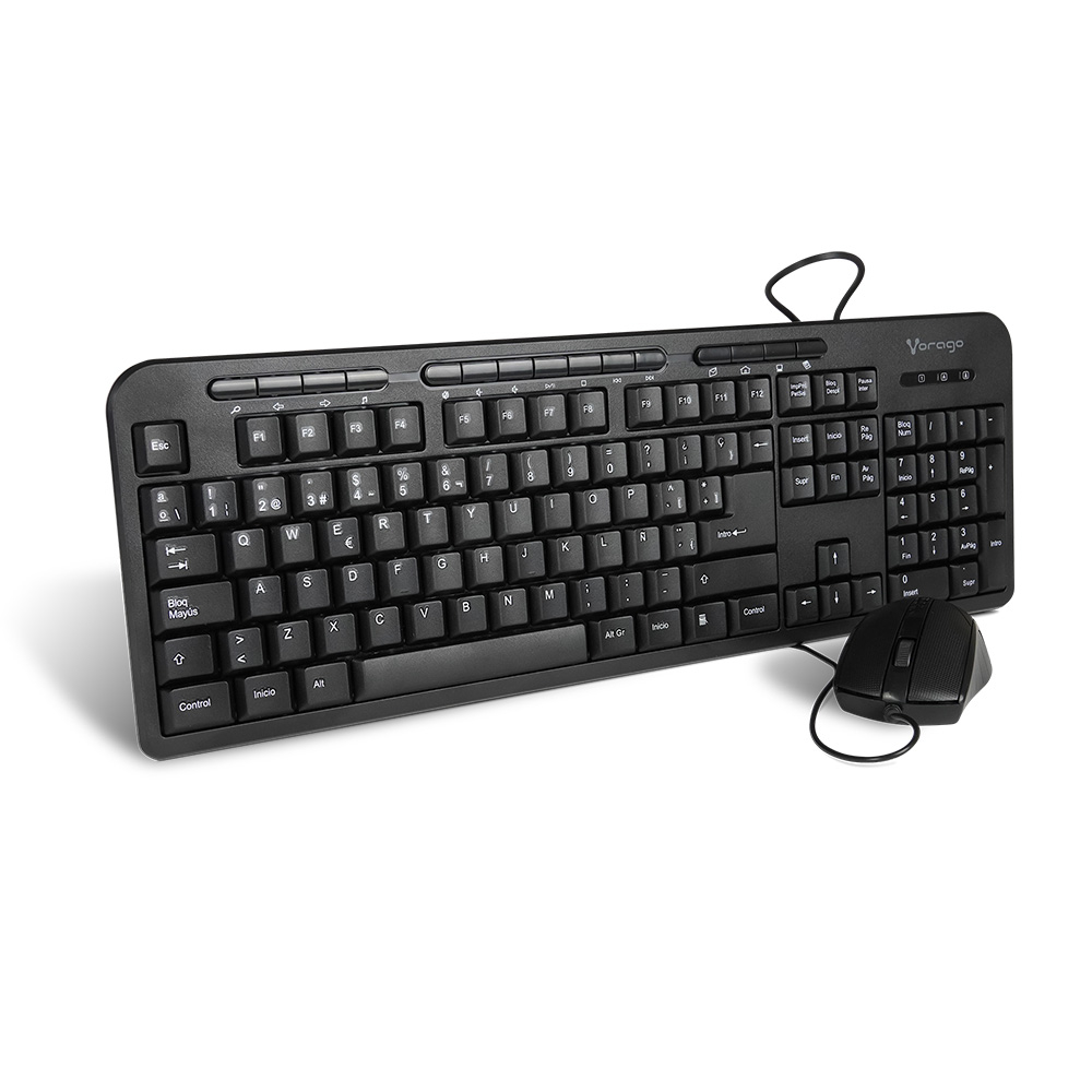 Kit de Teclado y Mouse Vorago KM-107, Alámbrico, USB, Negro (Español) SKU: KM-107