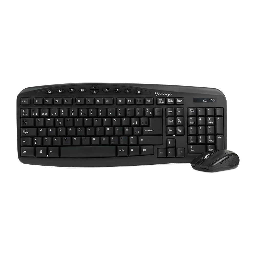 Kit de Teclado y Mouse Vorago KM-303, Inalámbrico, Negro (Español) SKU: KM-303