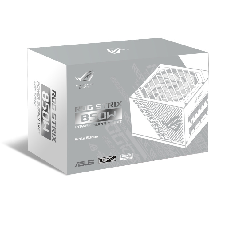 Fuente de Poder ASUS ROG Strix 850W White Edition - 850W - ATX - 20+4 Pin - 8 SATA Modelo: ROG-STRIX-850G-WHITE