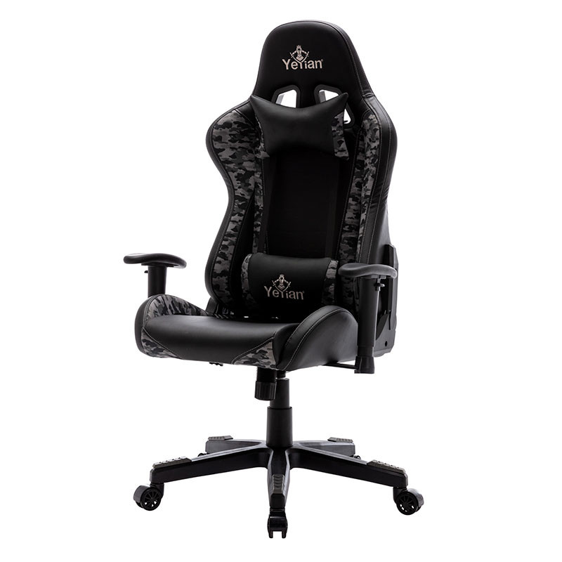 Yeyian Silla Gamer Ryuji Night Camouflage, hasta 150kg, Negro/Gris Poliuretano SKU: YFRN-042920