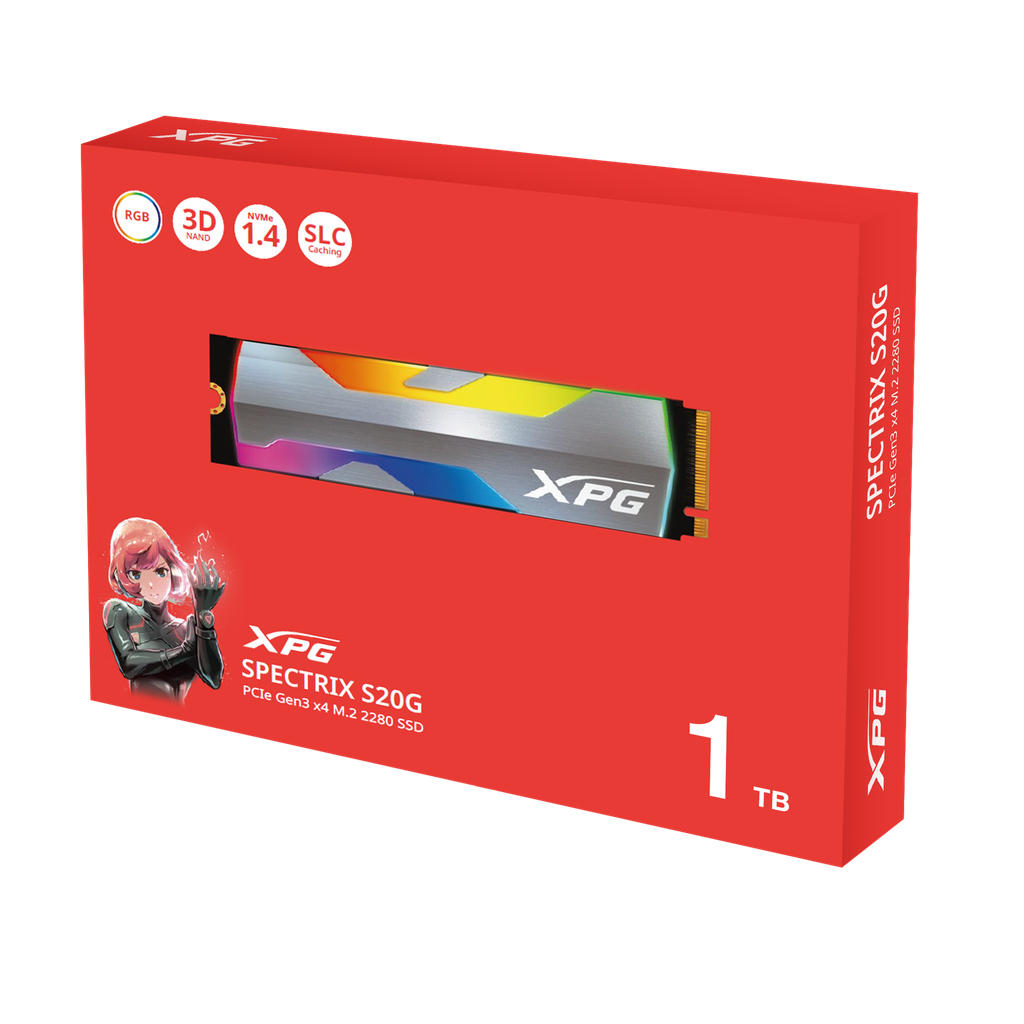 SSD Unidad De Estado Solido  XPG SPECTRIX S20G, 500GB, PCI Express 3.0, M.2 NVMe 1.3 PCIe Gen3x4 SKU: ASPECTRIXS20G-500G-C