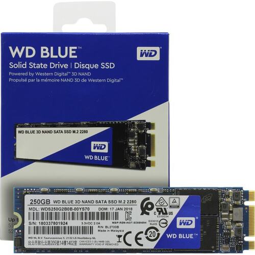 SSD Unidad de Estado Sólido Western Digital WD Blue 3D NAND, 250GB, M.2 SKU: WDS250G2B0B