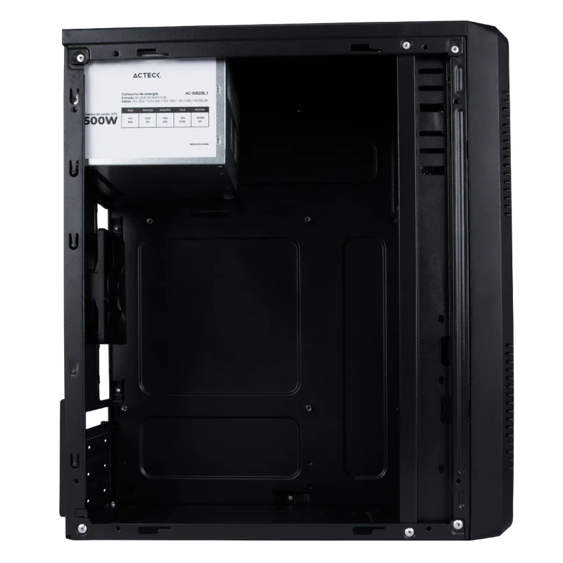 Gabinete Acteck Kioto GI240, Mini Tower, Micro ATX/Mini-ITX, USB 2.0/USB 3.2, con Fuente de 500W, 1 Ventilador Instalado, Negro SKU: AC-932547