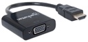 Manhattan Adaptador HDMI Macho - VGA Hembra, 22cm, Negro SKU: 151436