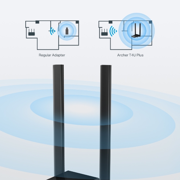 TP-Link Adaptador de Red USB Archer T4U Plus, Inalámbrico, WLAN, 1300Mbit/s, 2.4/5GHz SKU: ARCHER T4U PLUS