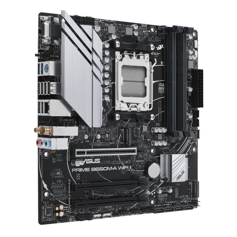 Tarjeta Madre ASUS Micro ATX PRIME B650M-A WIFI ll, S-AM5, B650, HDMI, VGA, Displayport 128GB DDR5 para AMD Motherboard 4 x DIMM, Max. 192GB, RAM DDR5, Sop. Gen. 9na, 8va, 7ma. SKU: 90MB1EG0-M0EAY0