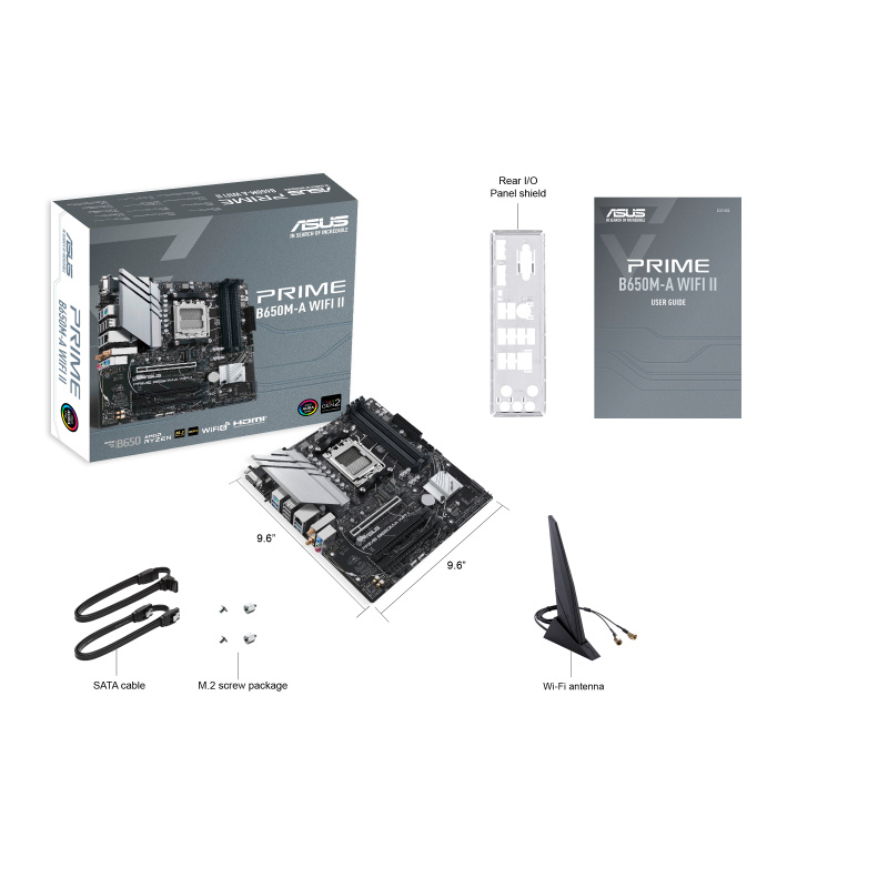 Tarjeta Madre ASUS Micro ATX PRIME B650M-A WIFI ll, S-AM5, B650, HDMI, VGA, Displayport 128GB DDR5 para AMD Motherboard 4 x DIMM, Max. 192GB, RAM DDR5, Sop. Gen. 9na, 8va, 7ma. SKU: 90MB1EG0-M0EAY0