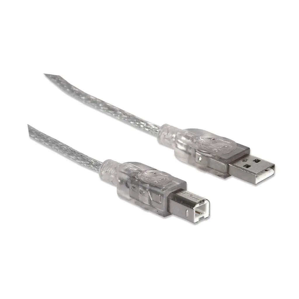 Manhattan Cable de Alta Velocidad USB 2.0, USB A Macho - USB B Macho, 1.8 Metros, Plata CB-165 SKU: 333405