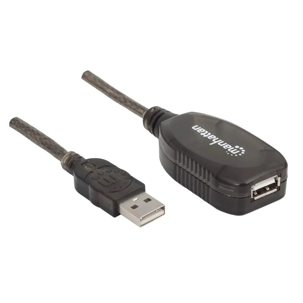 Manhattan Cable de Extensión Activa USB de Alta Velocidad Encadenable, USB A Macho - Hembra, 20 Metros, Negro SKU: 150958