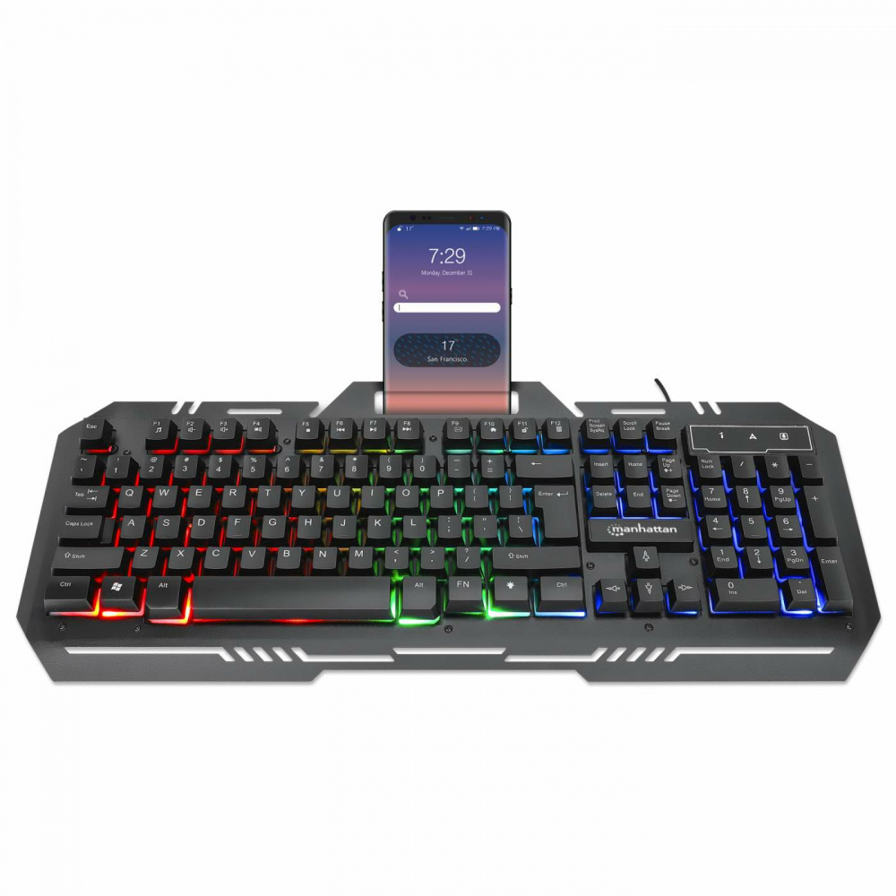 Teclado Gamer Manhattan 180610 RGB, Alámbrico, Negro (Español) SKU: 180610