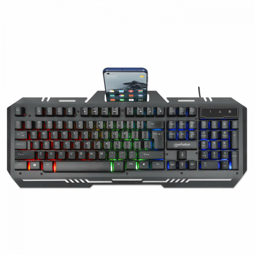 Teclado Gamer Manhattan 180610 RGB, Alámbrico, Negro (Español) SKU: 180610