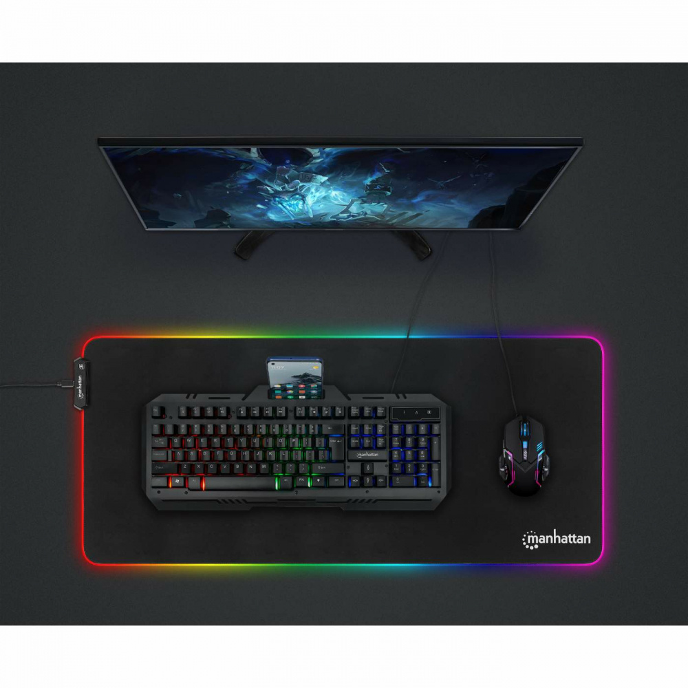 Teclado Gamer Manhattan 180610 RGB, Alámbrico, Negro (Español) SKU: 180610