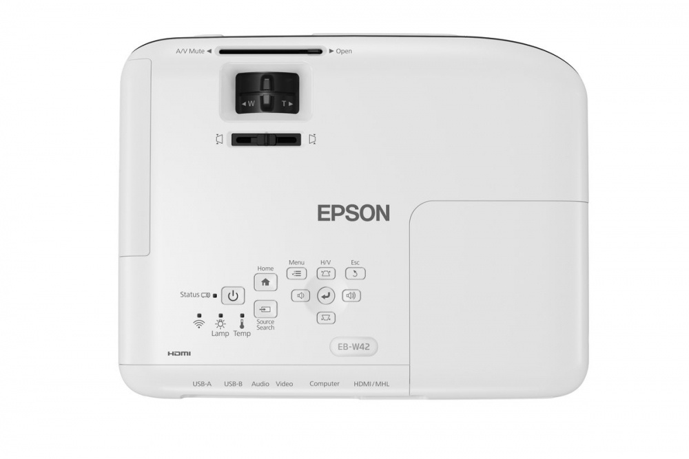 Proyector Epson Power Lite W52+ 3LCD, WXGA 1280 x 800, 4000 Lúmenes, con Bocina, Blanco/Negro SKU: V11HA02021