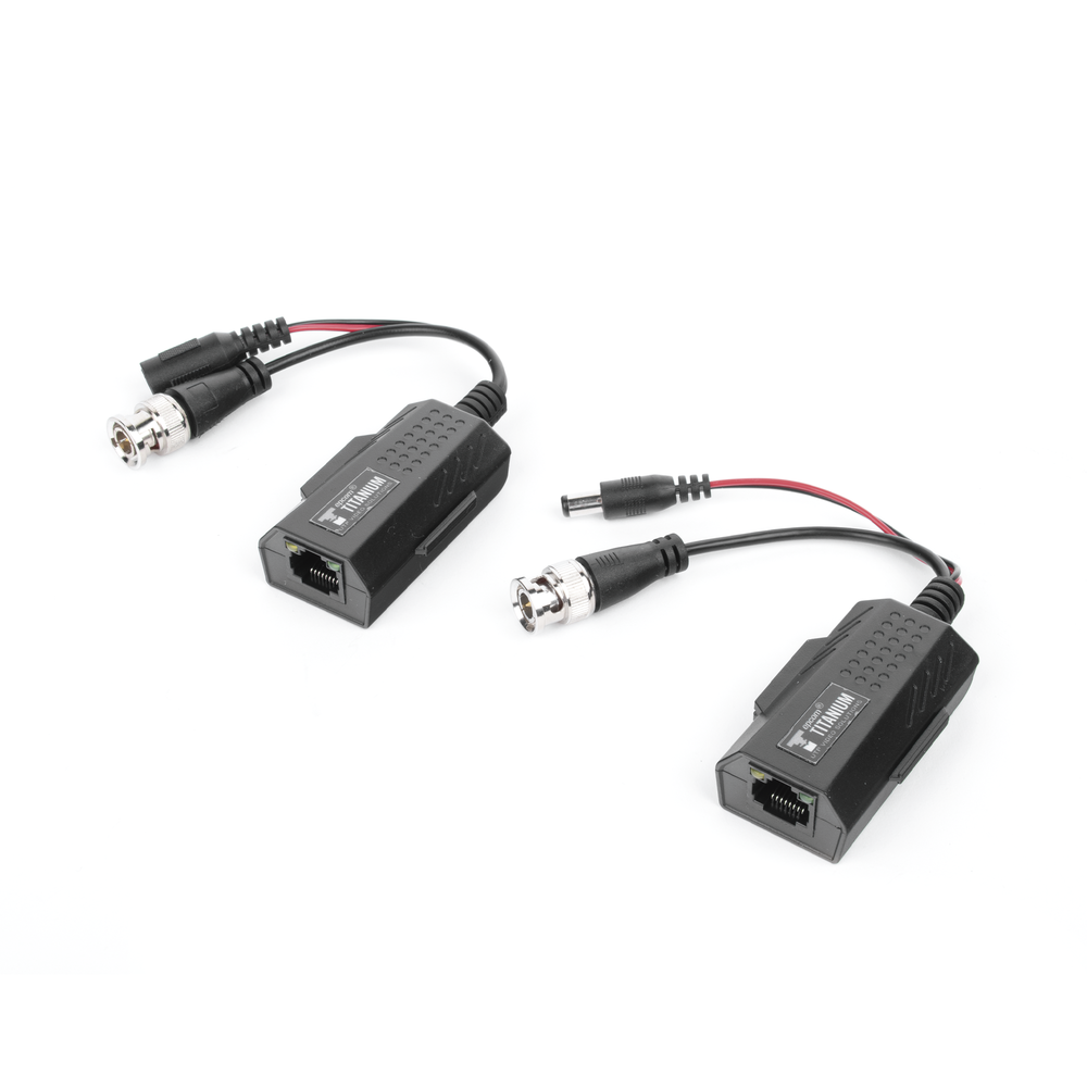 Kit de transceptores activos con conector para alimentación (12V/24Vcc/AC) TurboHD para aplicaciones de video por UTP Cat5e/6 en HD. Distancia de hasta 150 m en 4K SKU: TT-101-PV-TURBO