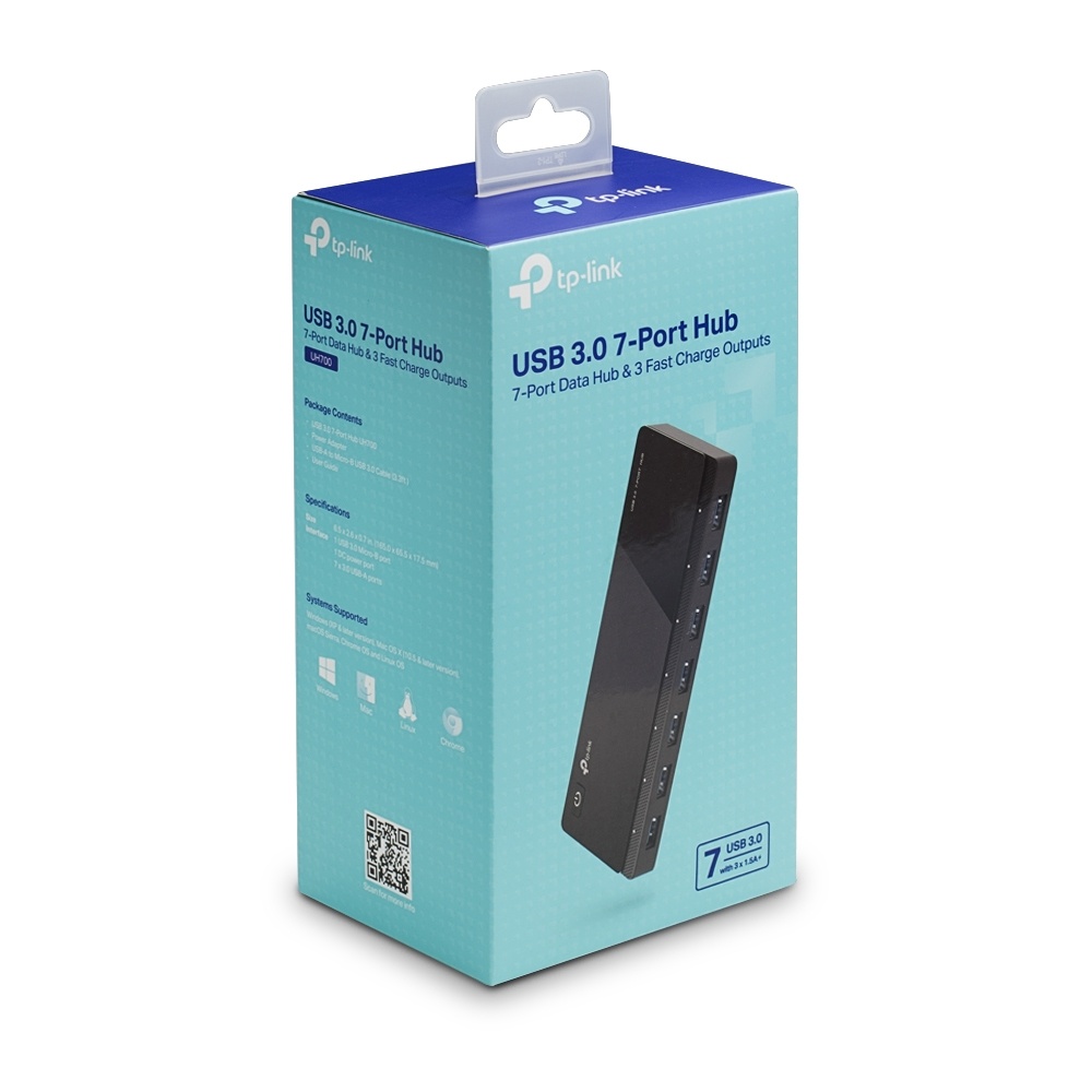 TP-Link Hub USB A 3.0 de 7 Puertos, 5000 Mbit/s, Negro SKU: UH700