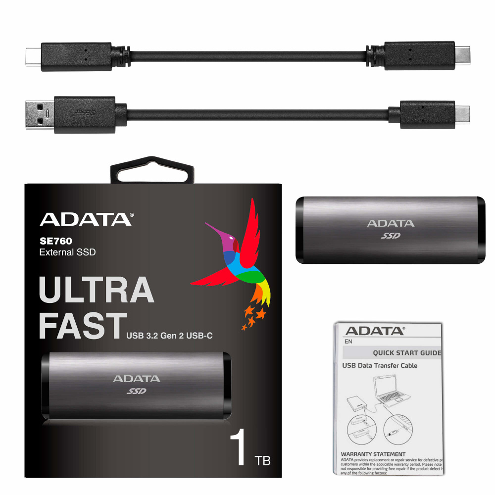 SSD Externo Adata SE760, 512GB, USB-C, Titanio - para Mac/PC SKU: ASE760-512GU32G2-CTI