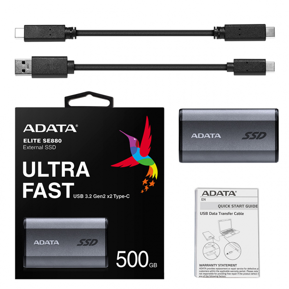 SSD Externo Adata SE880, 500GB, USB-C 3.2, Gris SKU: AELI-SE880-500GCGY