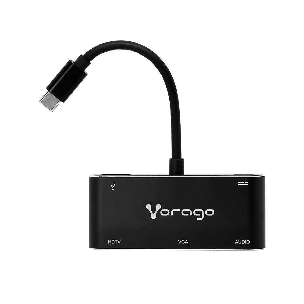 Vorago Adaptador USB-C Macho - VGA/HDMI/USB-C/3.5mm/USB-A Hembra, Negro SKU: ADP-350