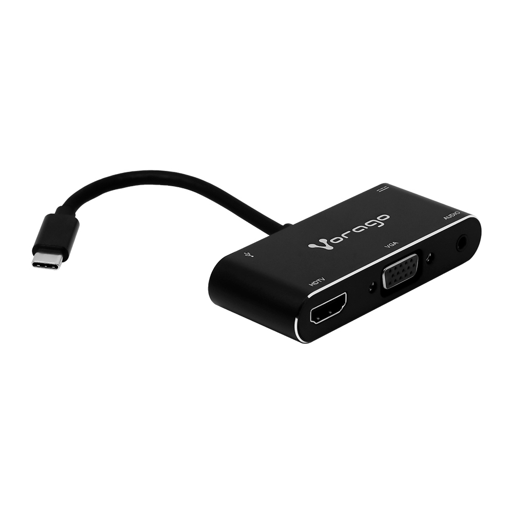 Vorago Adaptador USB-C Macho - VGA/HDMI/USB-C/3.5mm/USB-A Hembra, Negro SKU: ADP-350