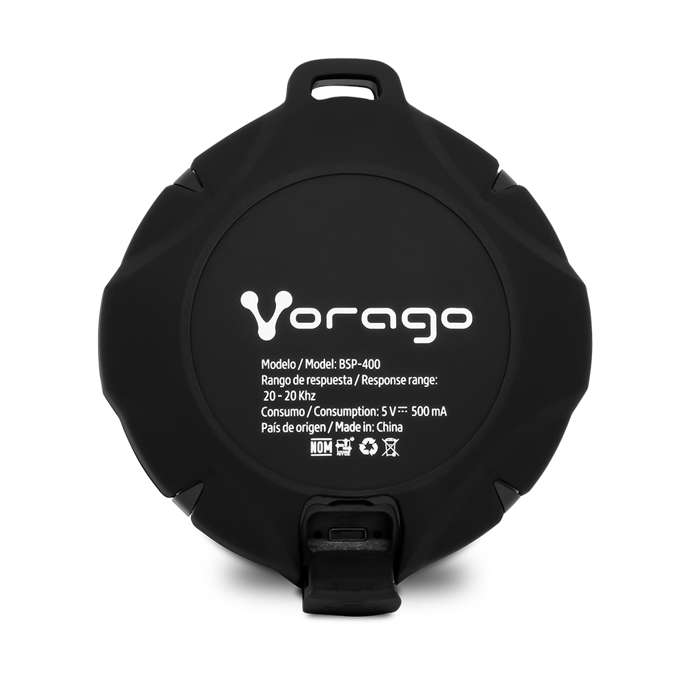 Vorago Bocina Portátil BSP-400, Bluetooth, Inalámbrico, 5W RMS, Negro - Resistente al Agua SKU: BSP-400