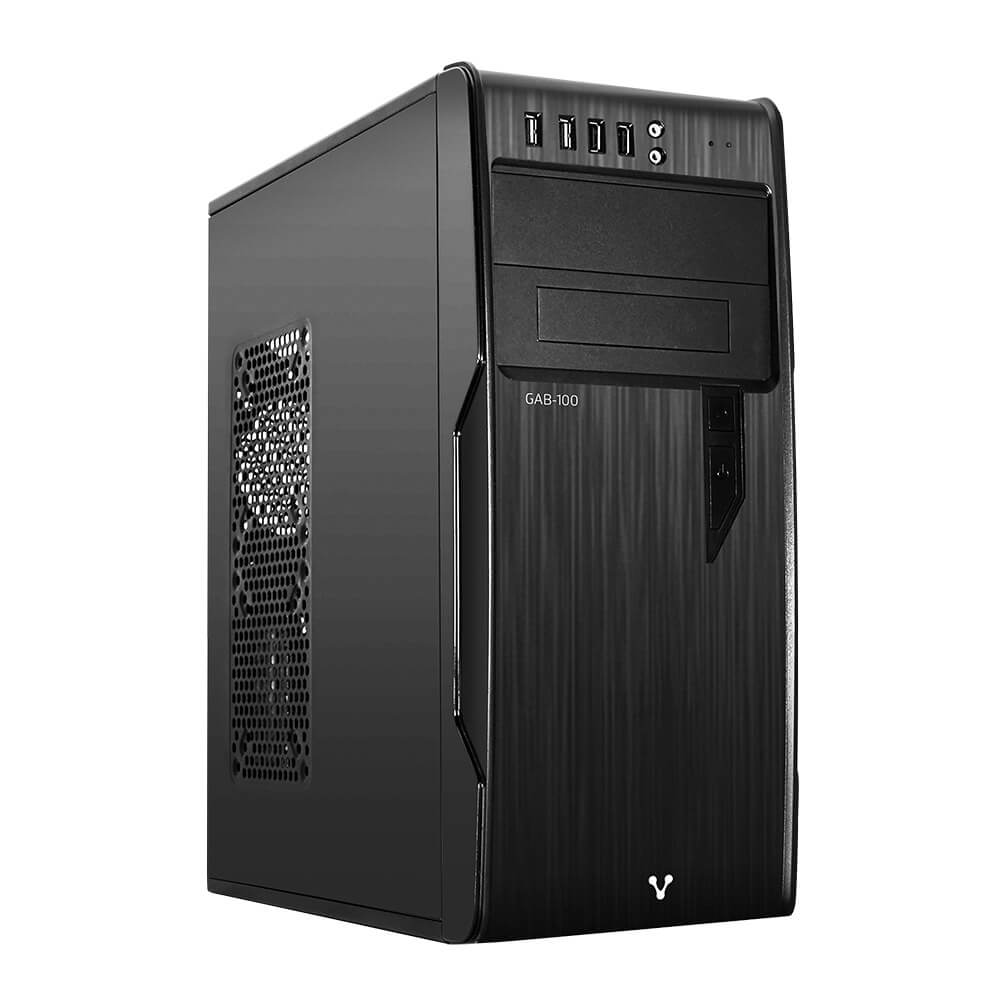 Gabinete Vorago 100K, Midi-Tower, ATX/Micro ATX/Mini-ITX, USB 2.0, con Fuente de 500W, Negro SKU: GAB-100K