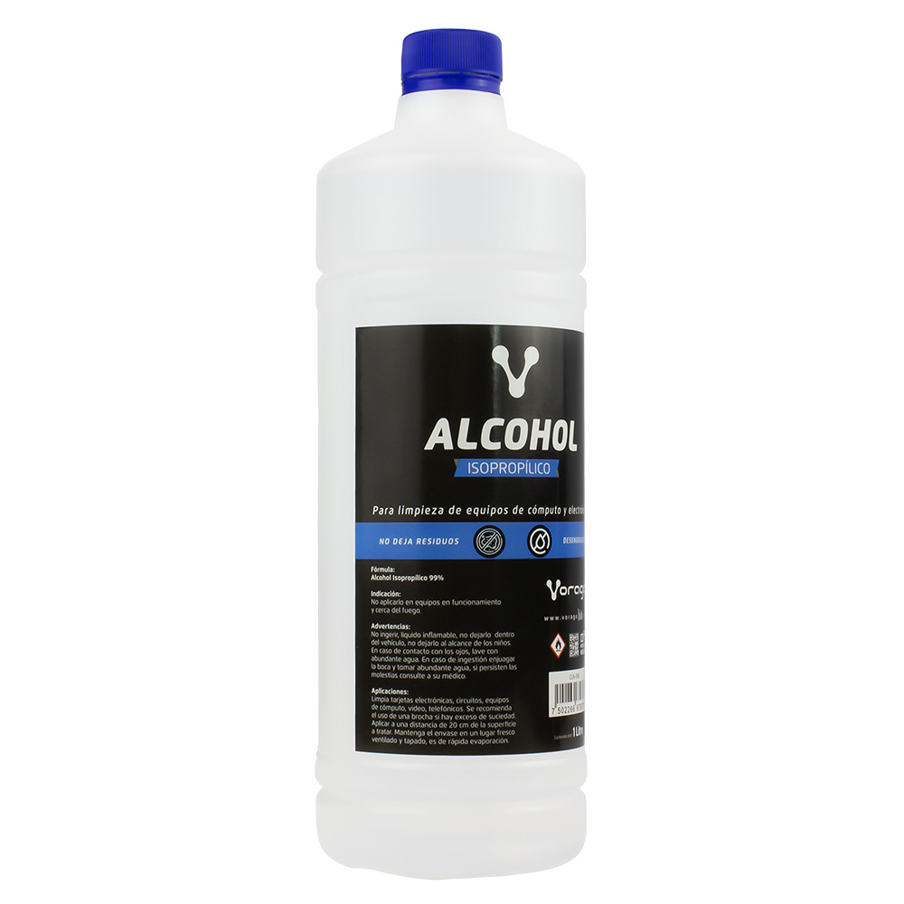 Vorago Alcohol Isopropílico Limpieza de PC´s y Electrónica, 1 Litro SKU: CLN-108