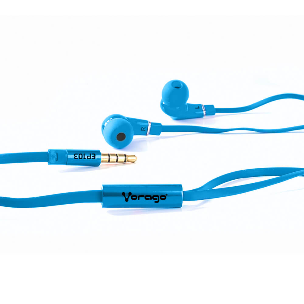 Vorago Audífonos Intrauriculares con Micrófono EP-103, Alámbrico, 3.5mm, 1.2 Metros, Azul SKU: EP-103/BLF