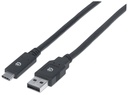 Manhattan Cable de Carga USB A Macho - USB C Macho, 2 Metros, Negro SKU: 354974