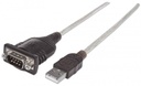 Manhattan Adaptador Serial RS-232 Macho DB9 - USB Macho, 45cm, Transparente SKU: 205153