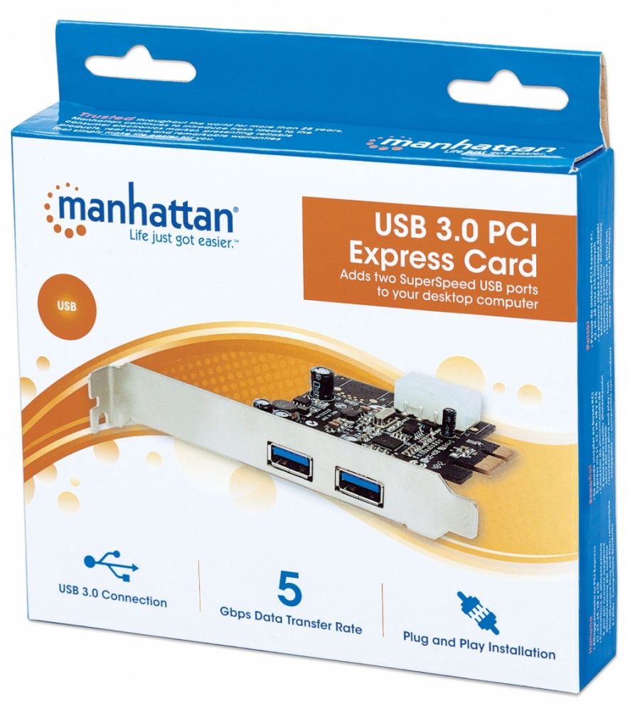 Manhattan Tarjeta PCI Express de 2 Puertos USB 3.0 de Súper Velocidad SKU: 151375