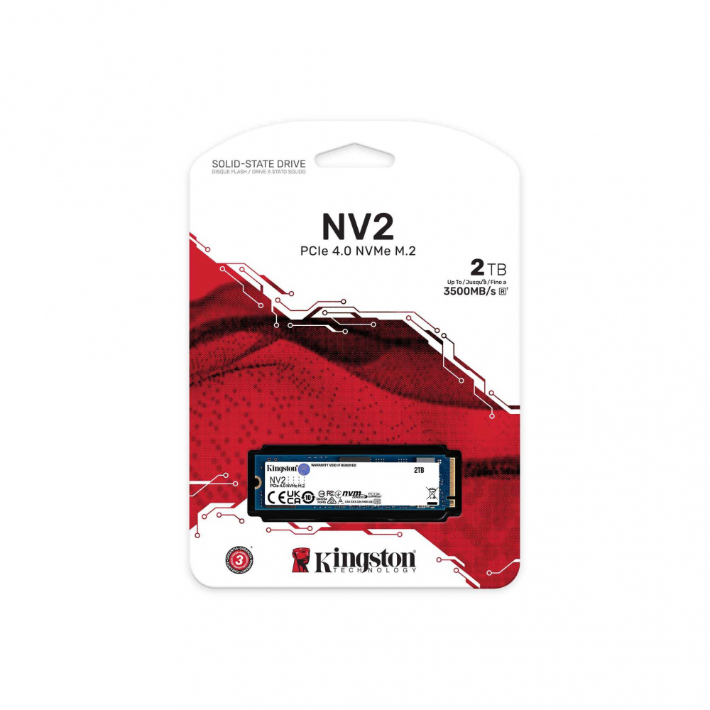 SSD Unidad de Estado Sólido Kingston NV2 NVMe, 2TB, PCI Express 4.0, M.2 Gen 4x4 NVMe SKU: SNV2S/2000G