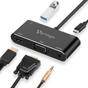 Vorago Adaptador USB-C Macho - VGA/HDMI/USB-C/3.5mm/USB-A Hembra, Negro SKU: ADP-350